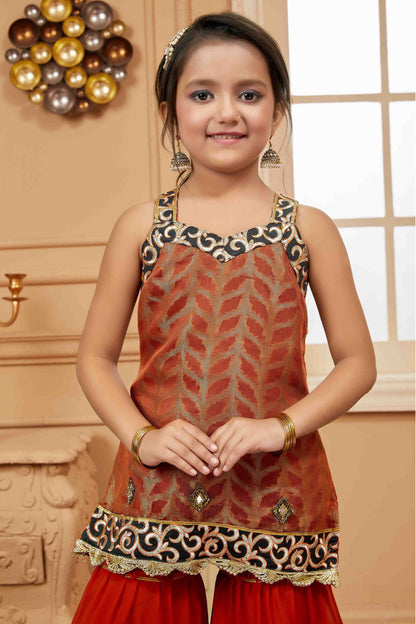 Rust Brocade Sharara Suit NCGW10710809