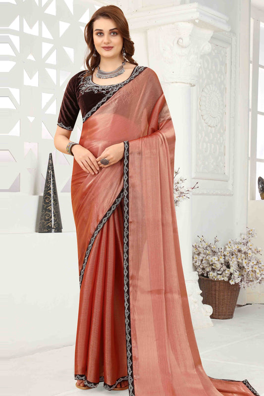 Rust Jimmy Choo Crush Designer Saree NCSD11210883