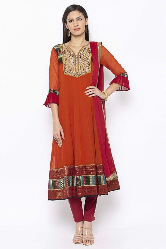 Rust Plus Size Georgette Embroidery Anarkali Suit NCSS10710643