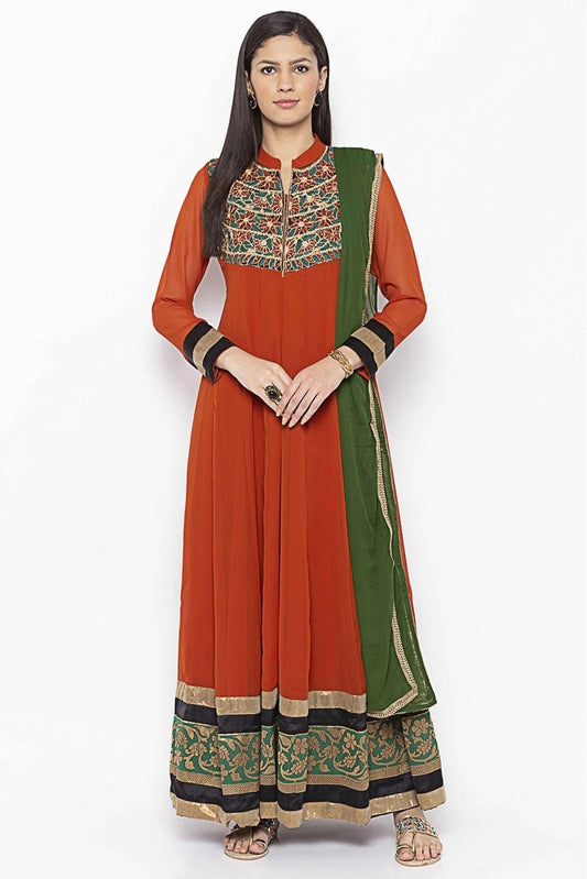 Rust Plus Size Georgette Embroidery Anarkali Suit NCSS10710661
