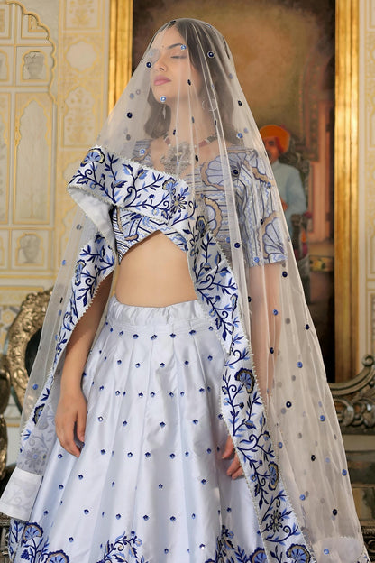 Satin Lehenga Choli In Off White Colour LC10110194