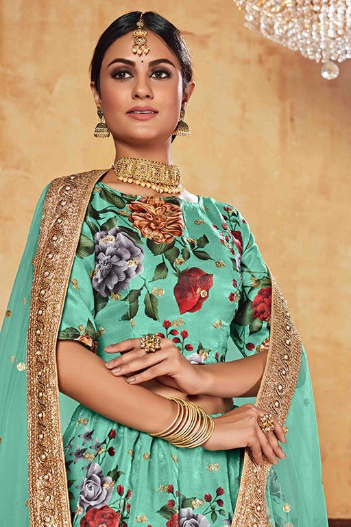 Sea Green Art Silk Designer Lehenga Choli NCLC12410139