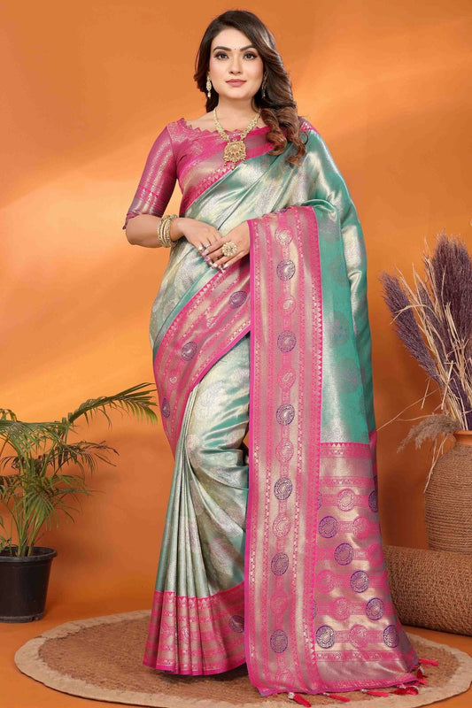 Sea Green Banarasi Tissue Silk Traditional Saree NCSD11110810