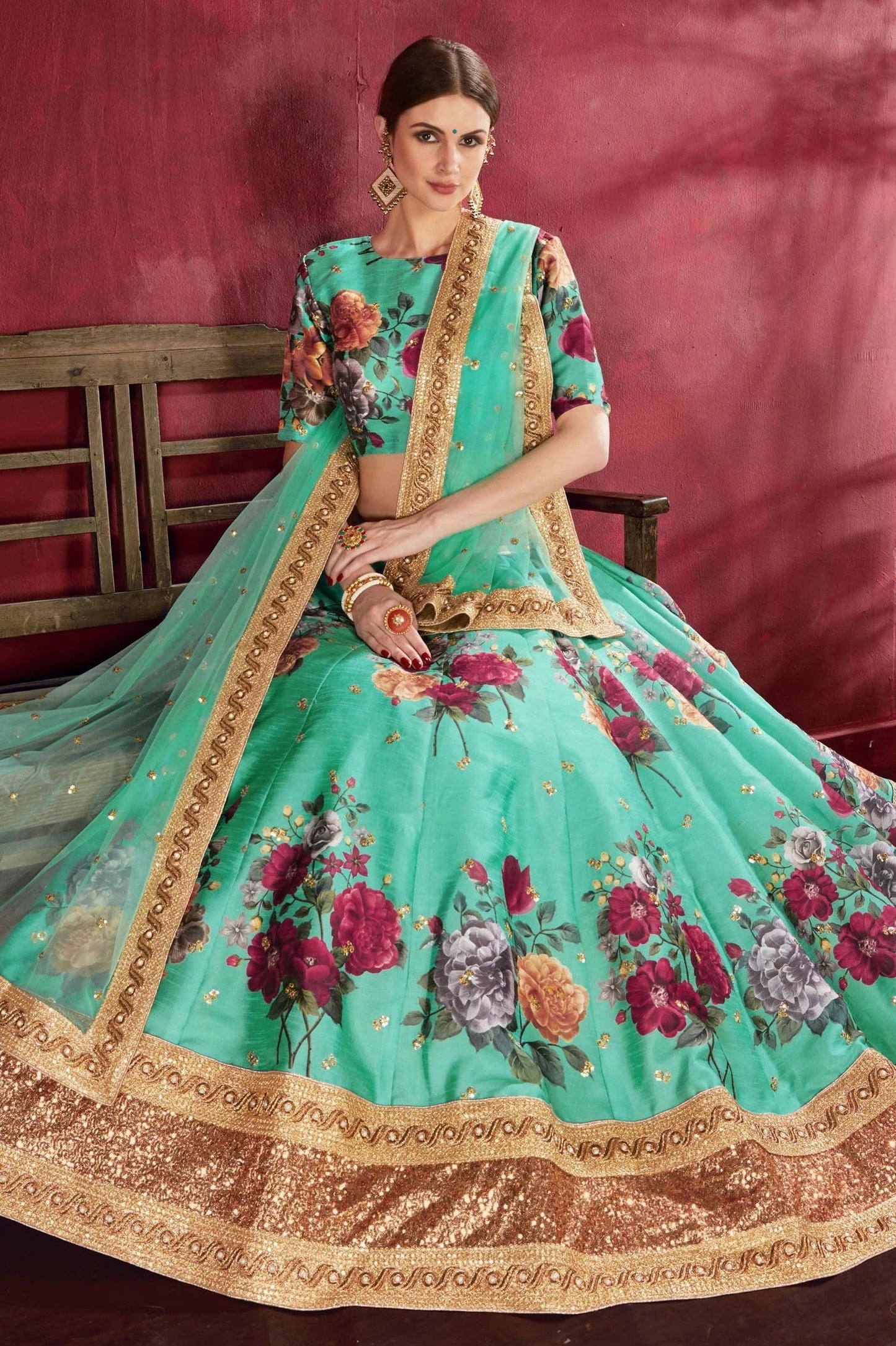 Sea Green Banglori Silk Designer Lehenga Choli NCLC10110368