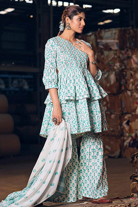 Sea Green Cotton Stitched Salwar Suit NCSS11111886