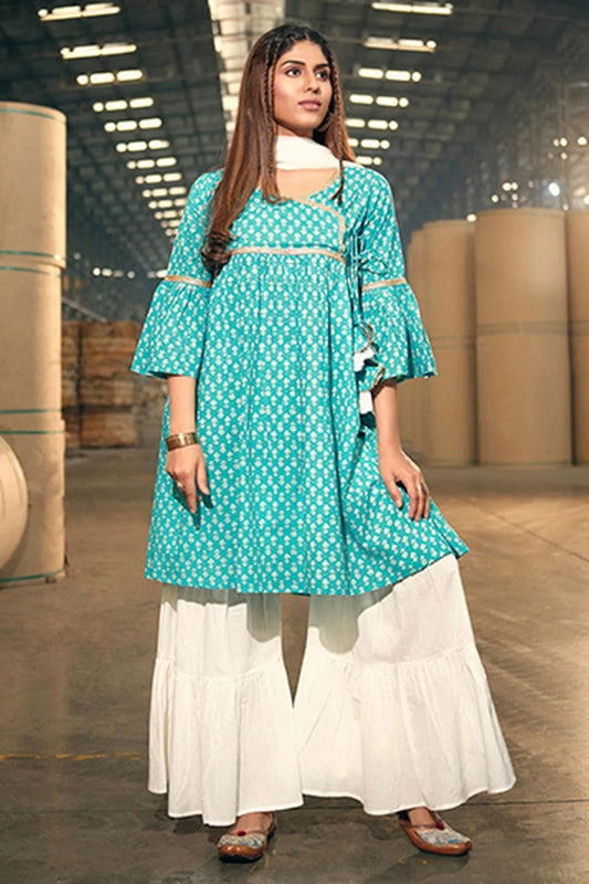 Sea Green Cotton Stitched Salwar Suit NCSS11111944