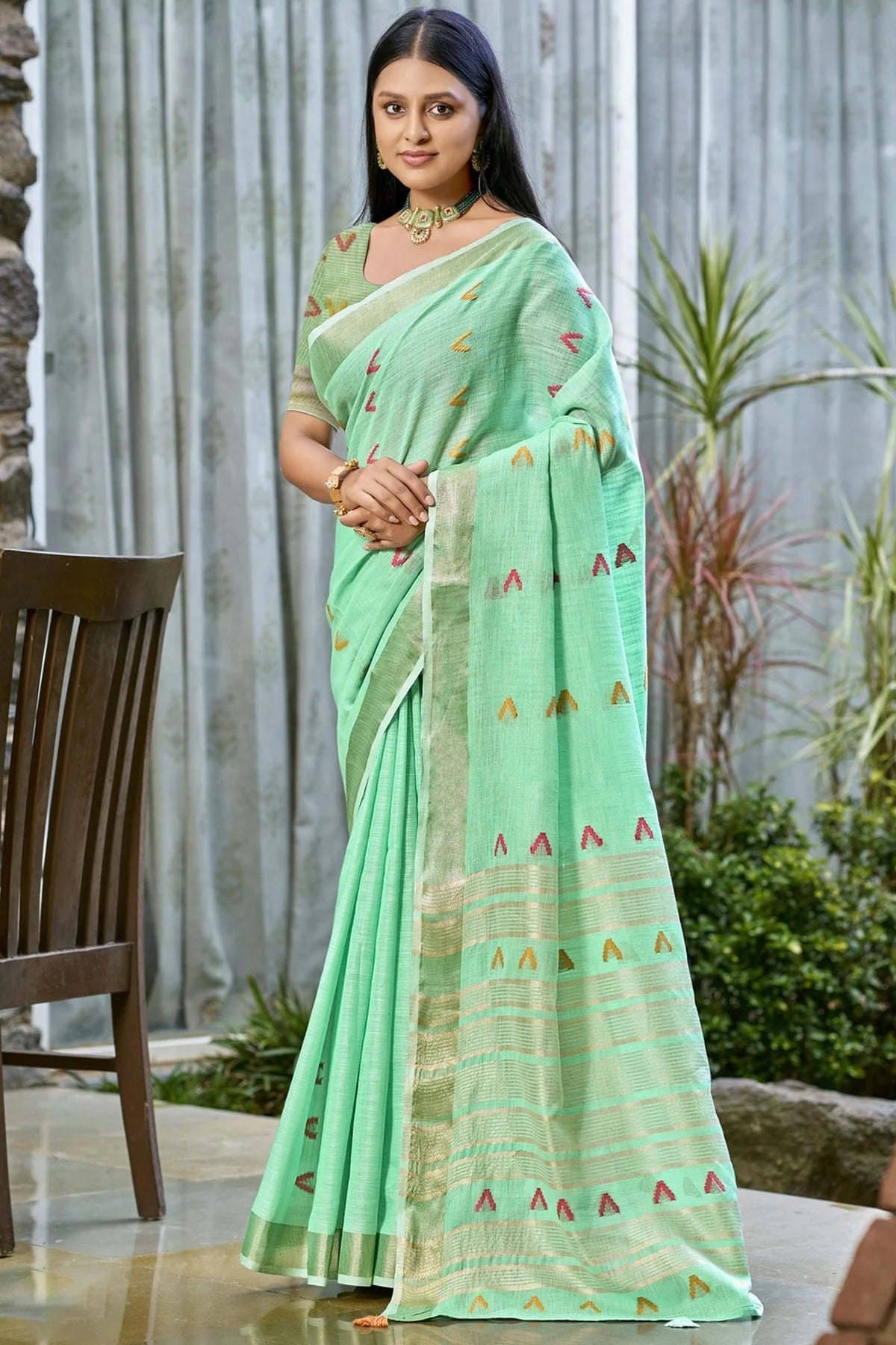 Sea Green Cotton Woven Traditional Saree NCSD11010243