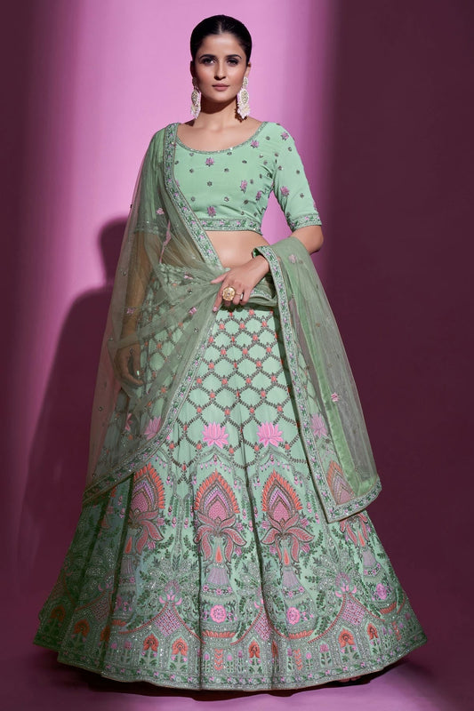 Sea Green Embroidery Georgette Lehenga Choli NCLD10810330