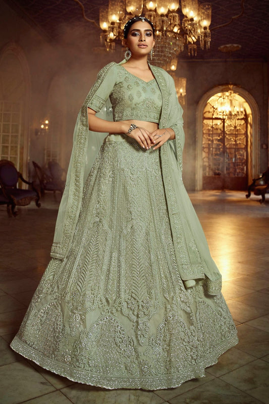 Sea Green Embroidery Soft Net Lehenga Choli NCLD10810211