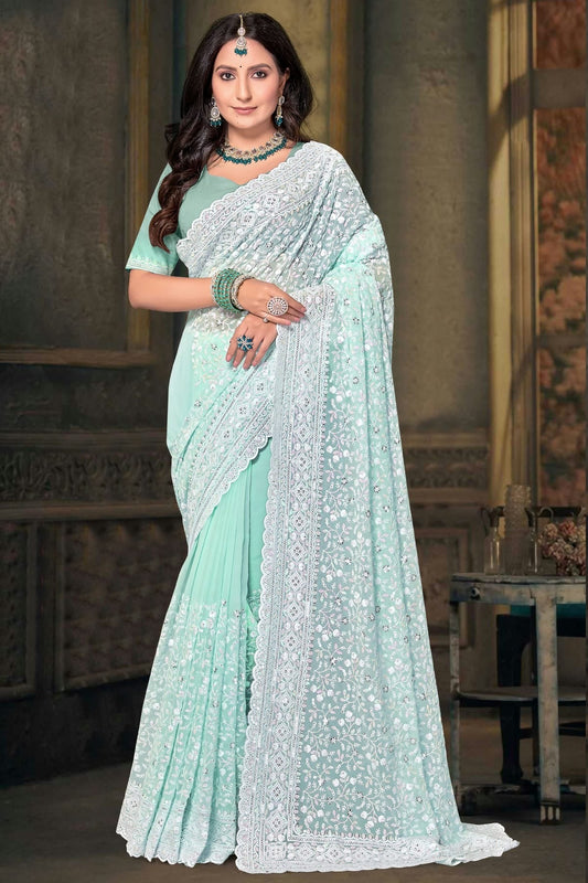 Sea Green Georgette Designer Saree NCSD10910130