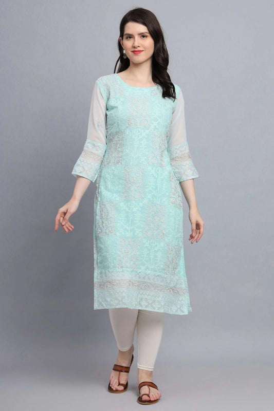 Sea Green Georgette Kurti NCKR11112106