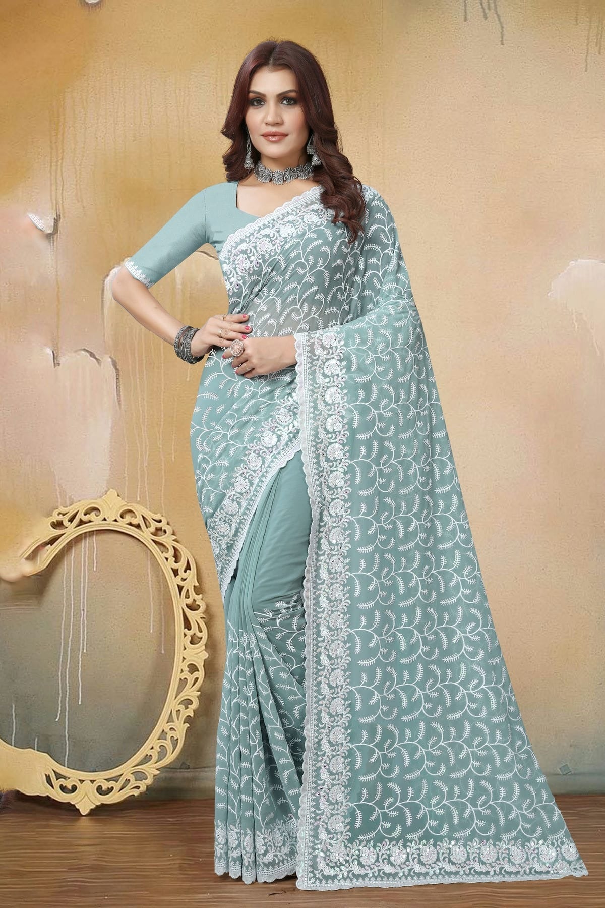 Sea Green Georgette Saree NCSD10910307