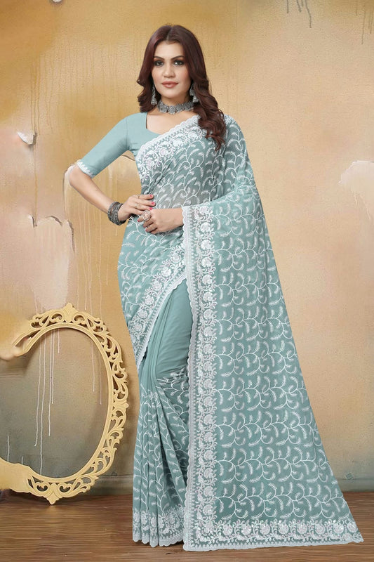 Sea Green Georgette Saree NCSD10910307