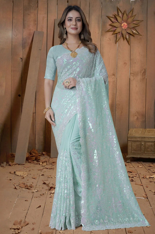Sea Green Georgette Saree NCSD10910328