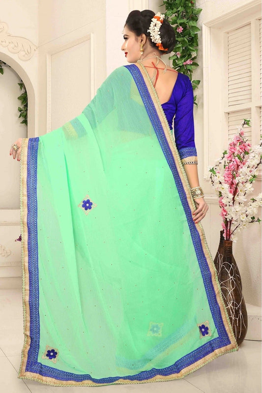 Sea Green Marbal Chiffon Designer Saree NCSD11210631