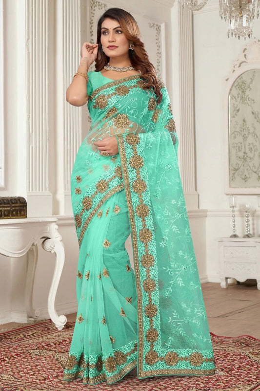 Sea Green Net Designer Saree NCSD10910205