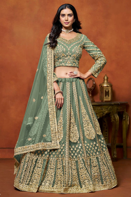 Sea Green Net Lehenga Choli NCLC10510164