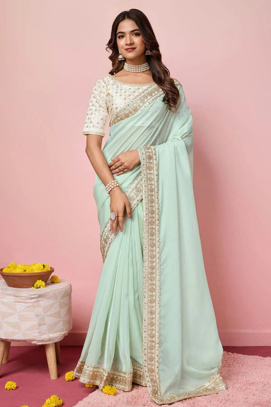 Sea Green Organza Designer Saree NCSD11112212