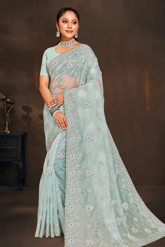 Sea Green Organza Saree NCSD10910280
