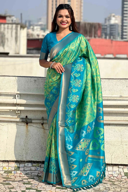 Sea Green Patola Silk Traditional Saree NCSD11111134