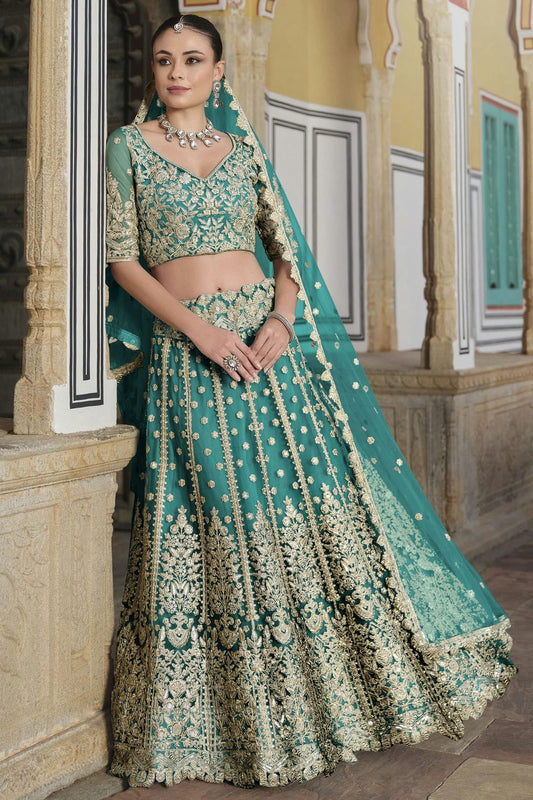 Sea Green Semi Stitched Butterfly Net Lehenga Choli NCLC11111266