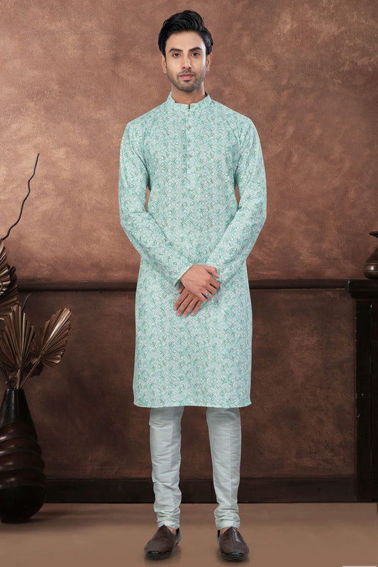 Sea Green Soft Rayon Kurta Pajama NCKP10410129