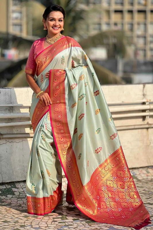 Sea Green Soft Silk Meenakari Traditional Saree NCSD11110426