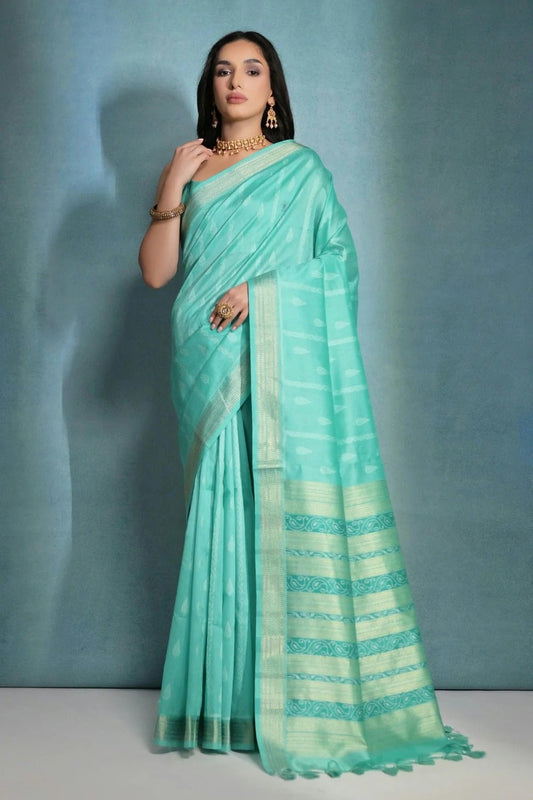 Sea Green Tussar Silk Saree NCSD11112511