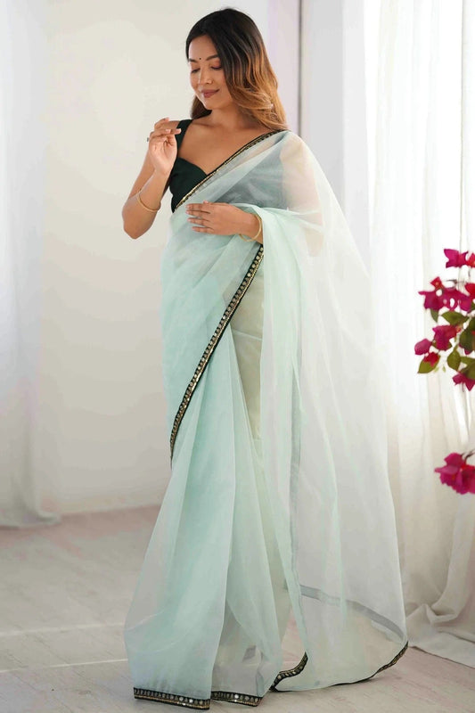 Sea Green Twill Net Desginer Saree NCSD11110131