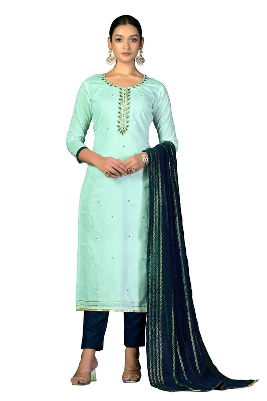 Sea Green Unstitched Cambric Cotton Straight Suit NCUS11610309