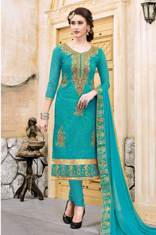 Sea Green Unstitched Modal Cotton Churidar Suit NCUS11610188