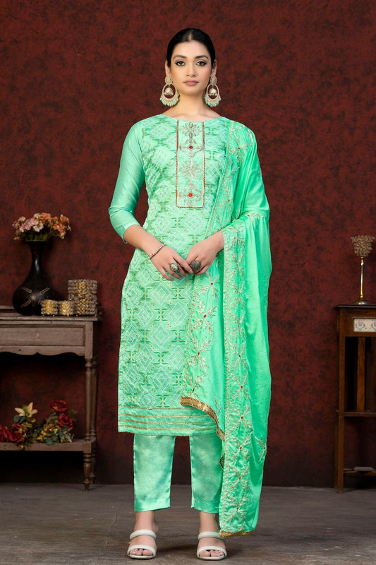 Sea Green Unstitched Modal Cotton Straight Suit NCUS11610372