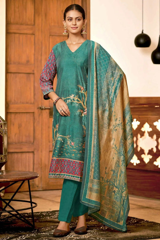 Sea Green Viscose Silk Stitched Suit NCSS11111410
