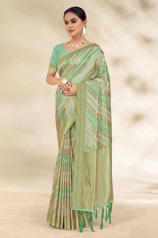 Sea Green Woven Cotton Saree NCSD11010493