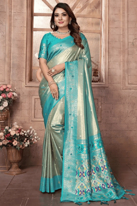 Sea Green Woven Pure Banarasi Tissue Silk Traditional Saree NCSD12510106