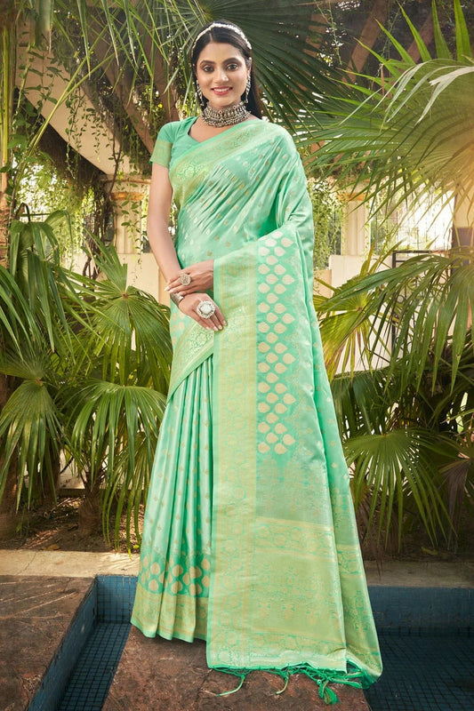 Sea Green Woven Silk Saree NCSD11010516