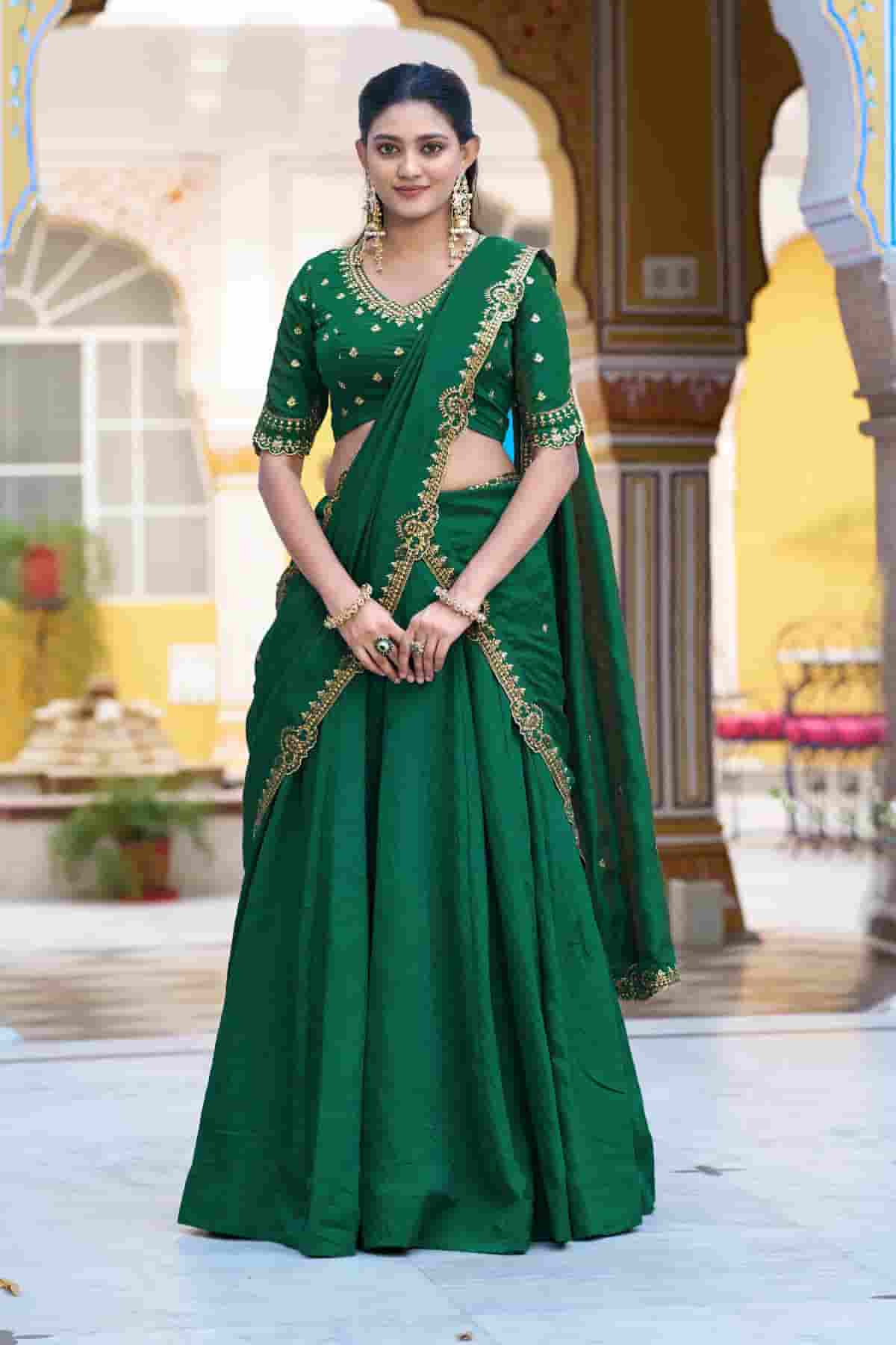 Silk Zari Woven Work Lehenga Choli In Green Colour NCLD1300053