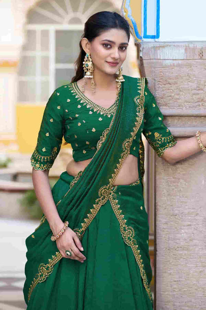 Silk Zari Woven Work Lehenga Choli In Green Colour NCLD1300053