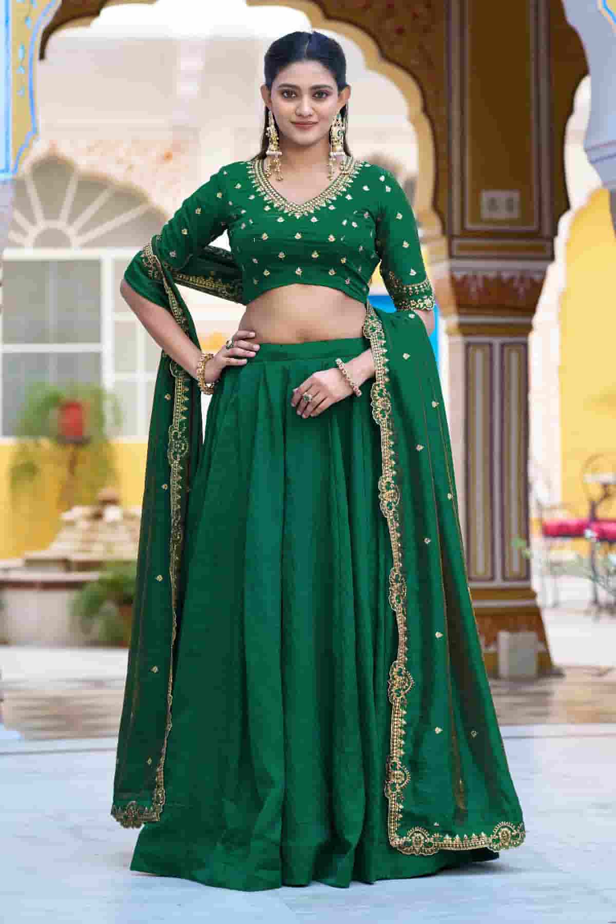 Silk Zari Woven Work Lehenga Choli In Green Colour NCLD1300053