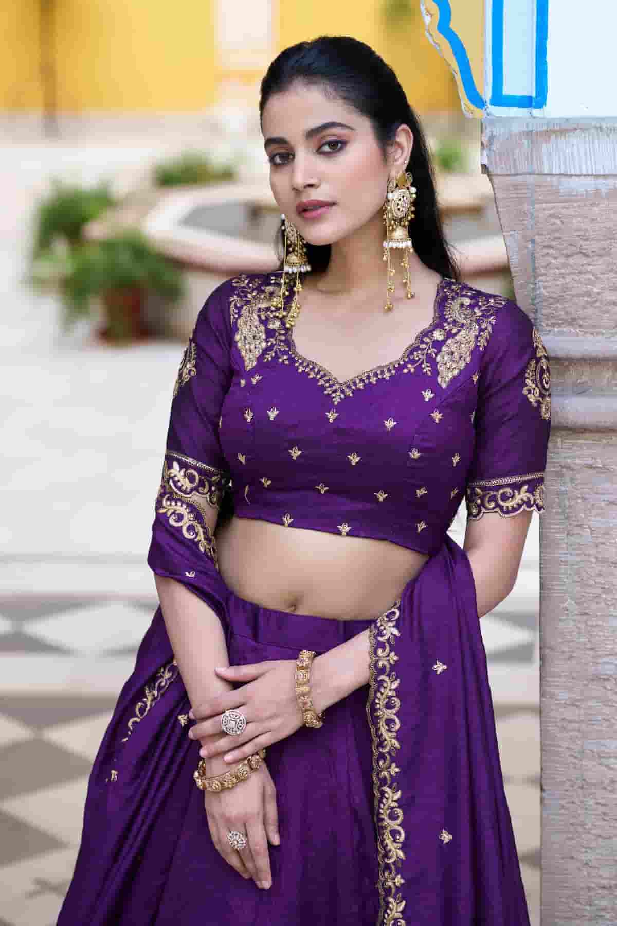 Silk Zari Woven Work Lehenga Choli In Purple Colour NCLD1300054