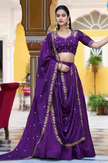 Silk Zari Woven Work Lehenga Choli In Purple Colour NCLD1300054