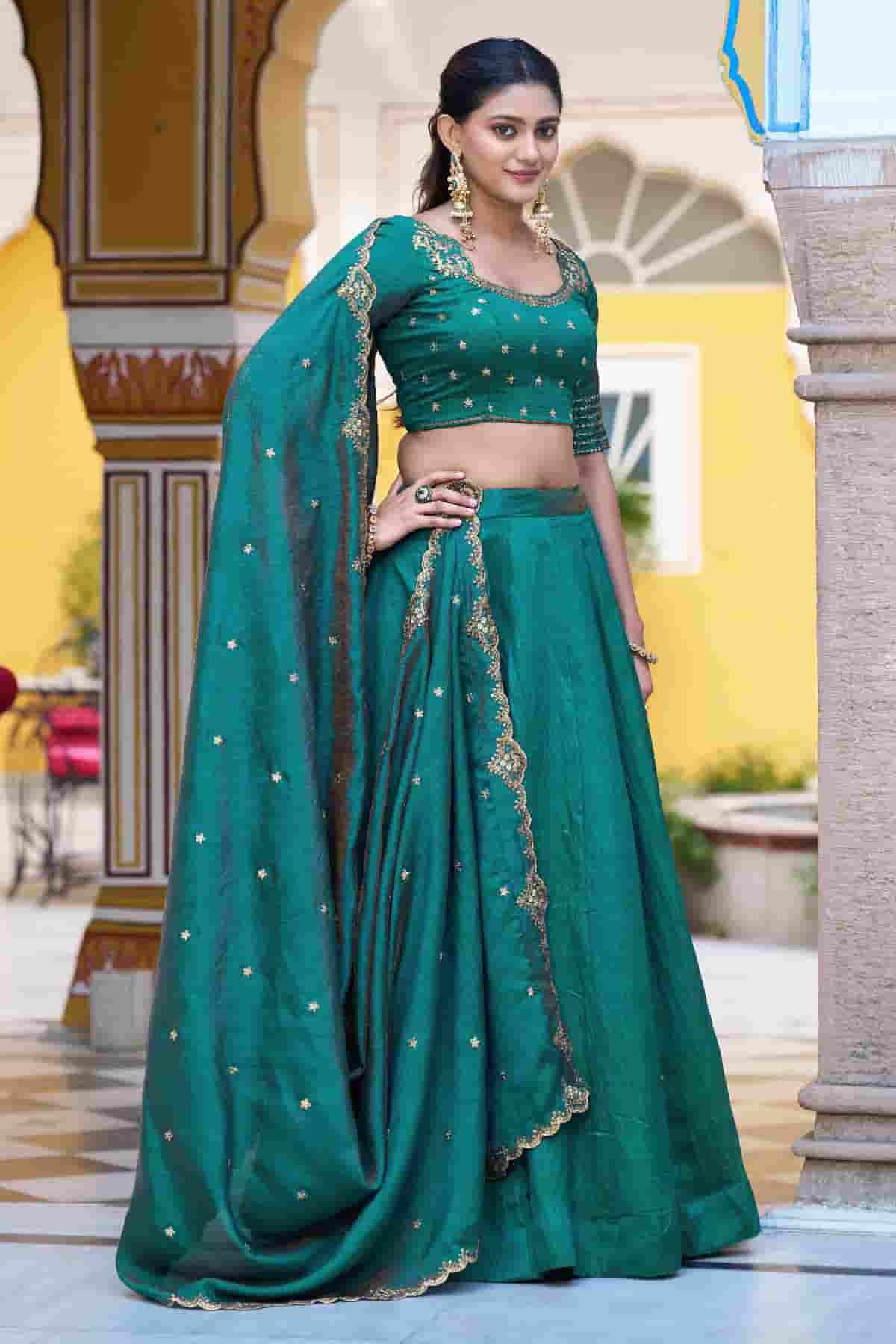 Silk Zari Woven Work Lehenga Choli In Rama Green Colour NCLD1300052