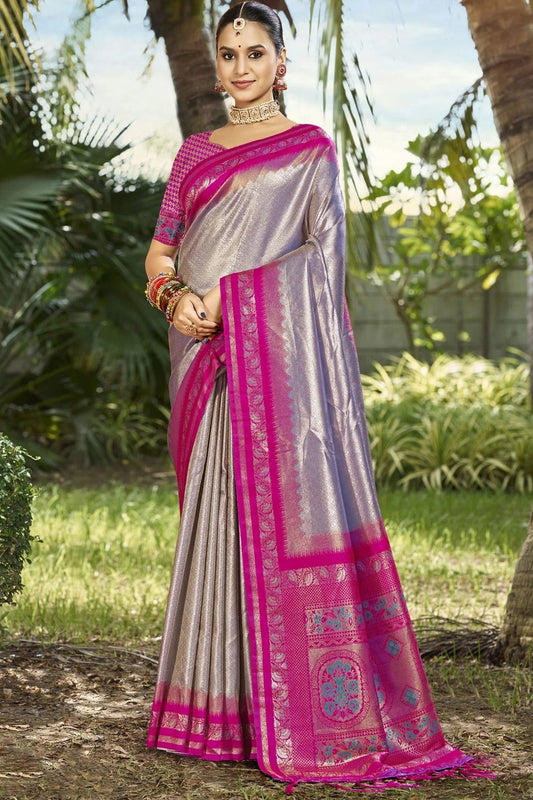 Silver Woven Silk Traditional Saree NCSD11010212