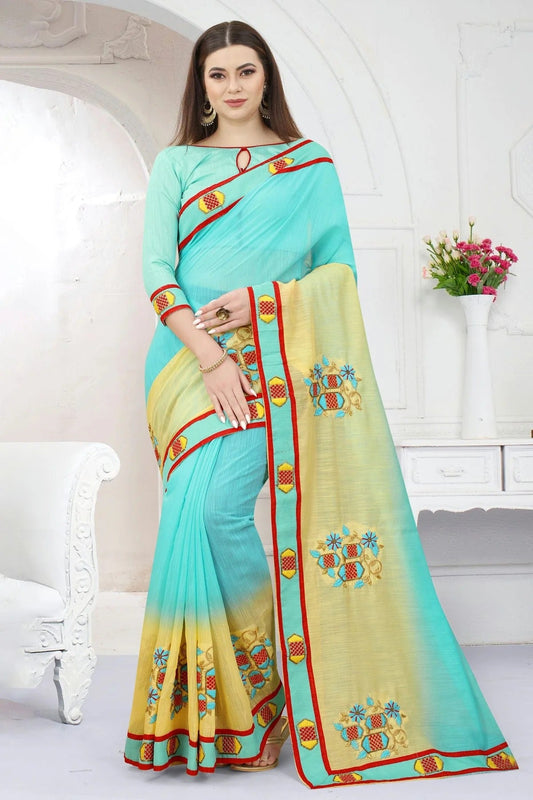 Sky Blue Art Silk Designer Saree NCLC11210483