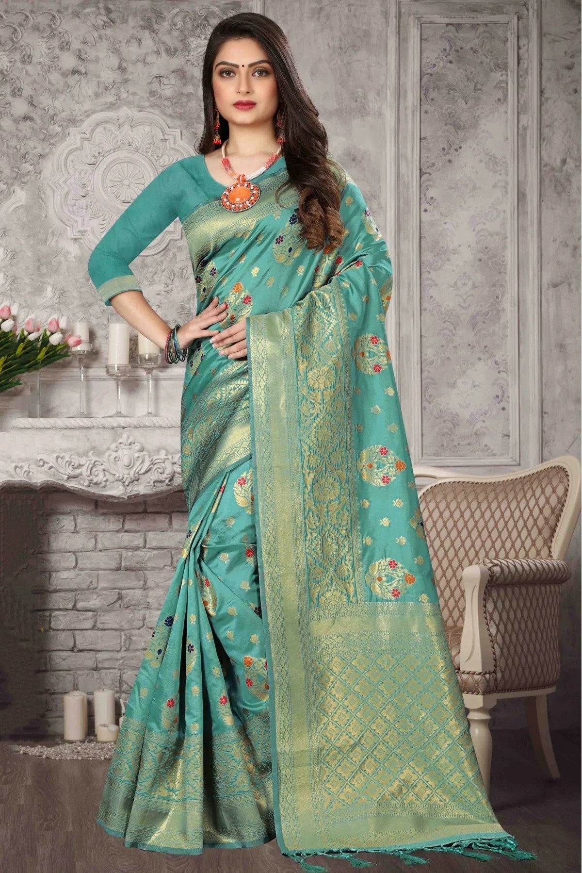 Sky Blue Banarasi Art Silk Traditional Saree NCSD11210759