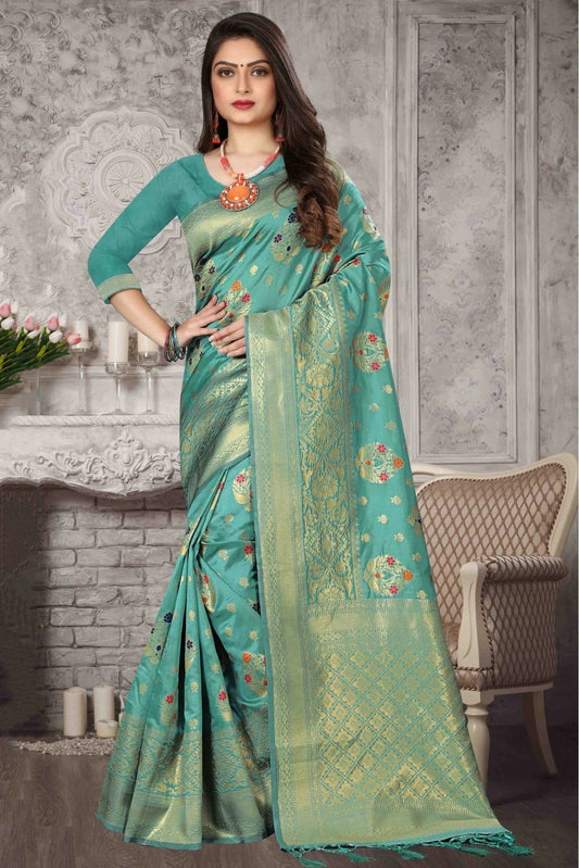 Sky Blue Banarasi Art Silk Traditional Saree NCSD11210759