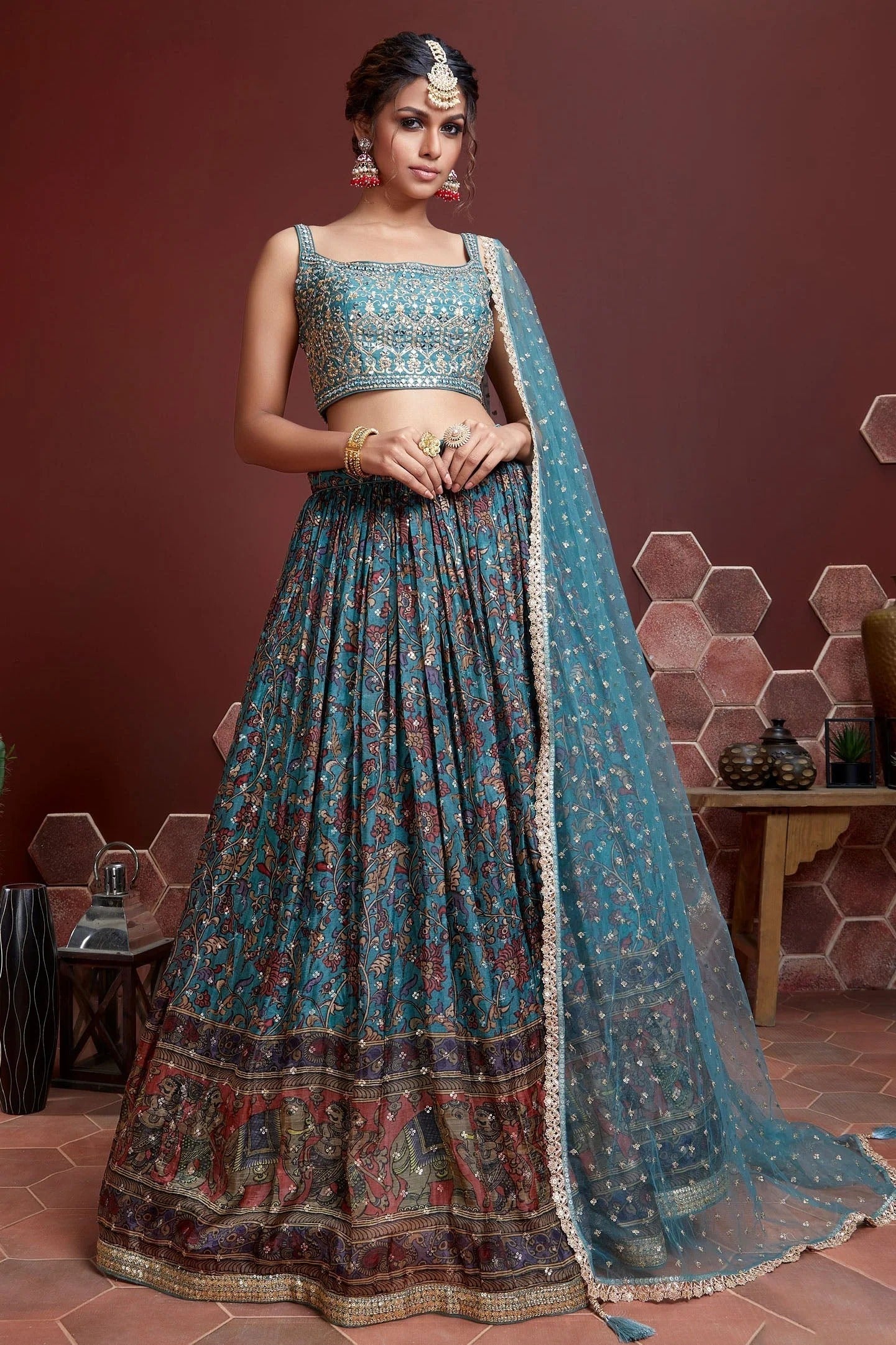 Sky Blue Chinnon Silk Designer Lehenga Choli NCLC10110382