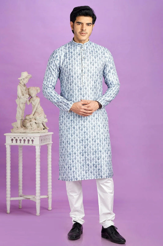Sky Blue Cotton Pintex Kurta Pajama NCKP12310183