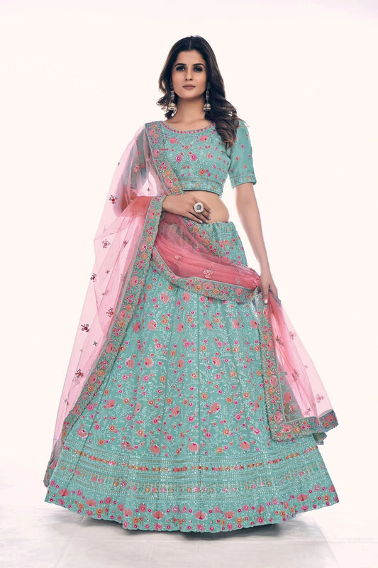 Sky Blue Embroidery Gota Silk Lehenga Choli NCLD10810277