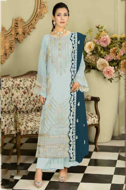 Sky Blue Faux Georgette Pakistani Suit NCSM11410150